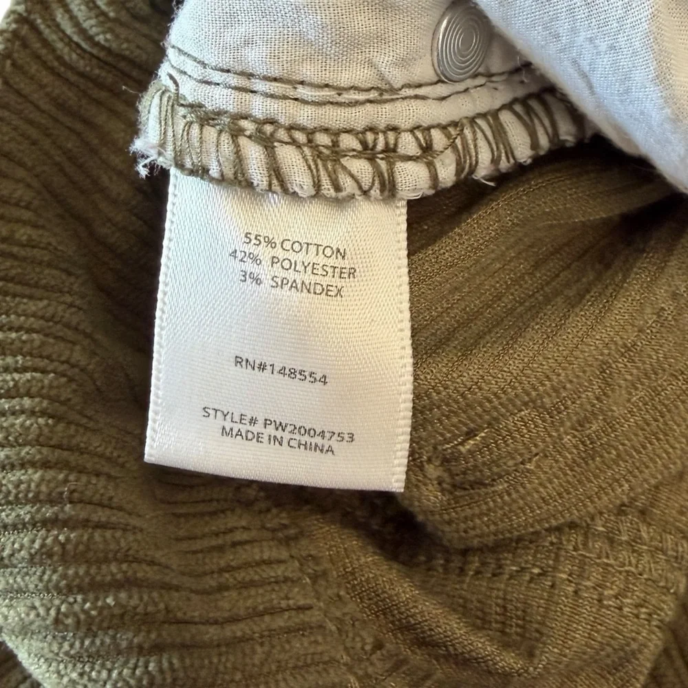 Indigo Rising Olive Green Corduroy Ribbed Wide Leg High Rise Flare Pants size 29 - Picture 5 of 5